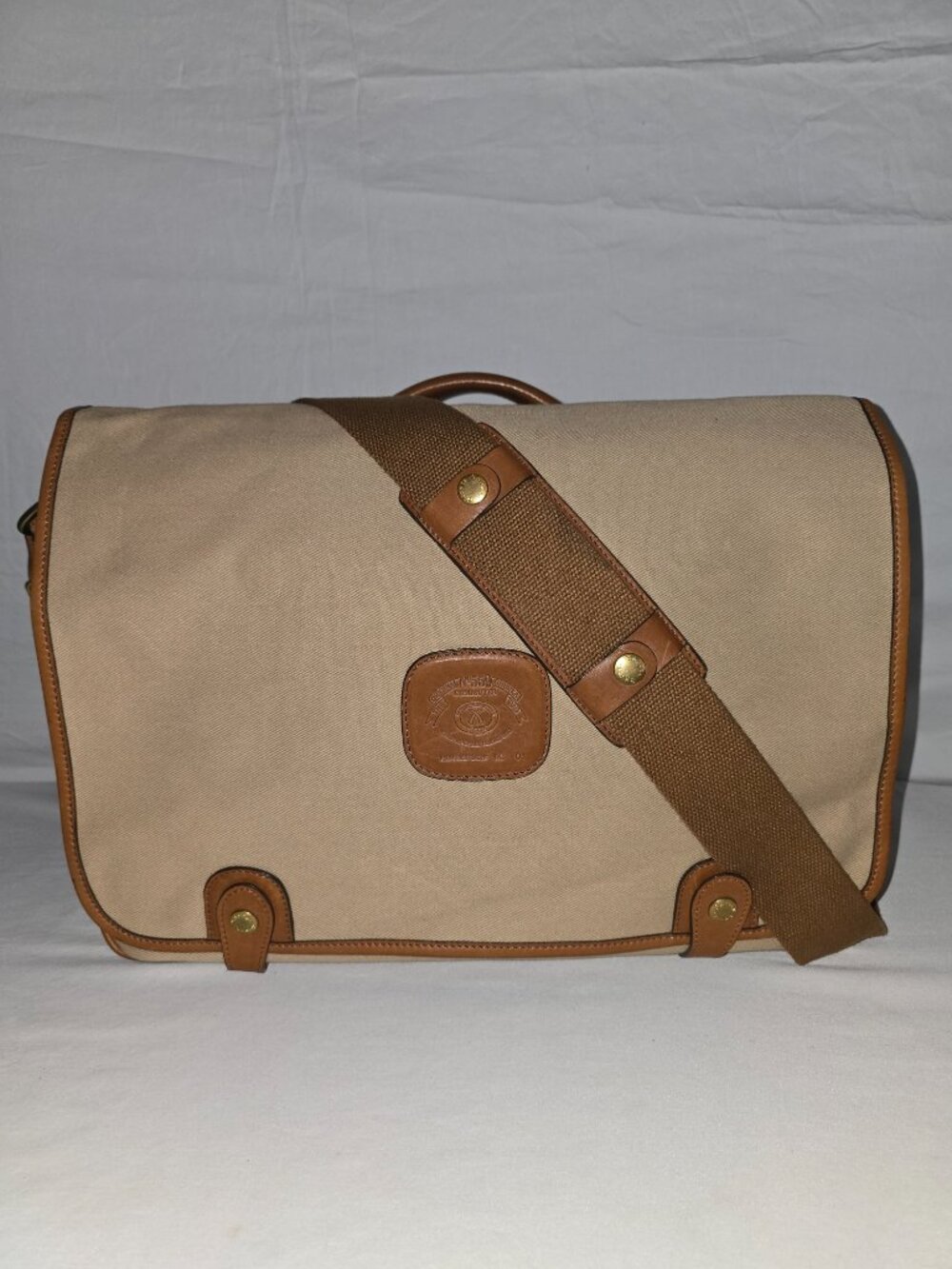 Ghurka "THE COMMUTER" No. 559 Twill Canvas & Chesnut Leather Briefcase Messenger